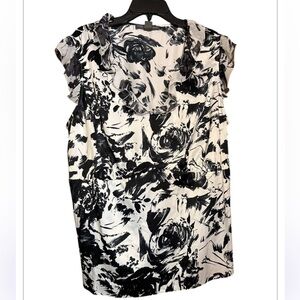 Floral Black and White Women's Top